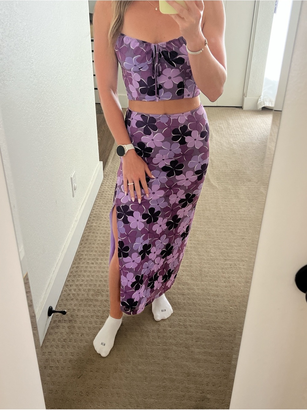 Le Lis Purple Floral Tie-Front Cami
